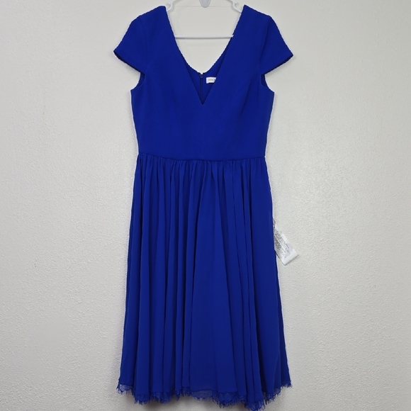 Dress the Population - Corey Chiffon Royal Blue Fit & Flare Romantic Dress - Picture 6 of 15